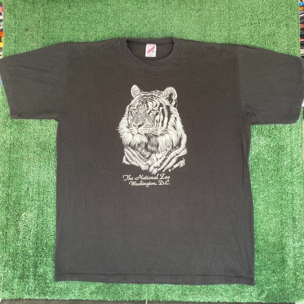 Vintage 80s National Zoo Washington DC T-Shirt Tiger Black Single Stitch Boxy
